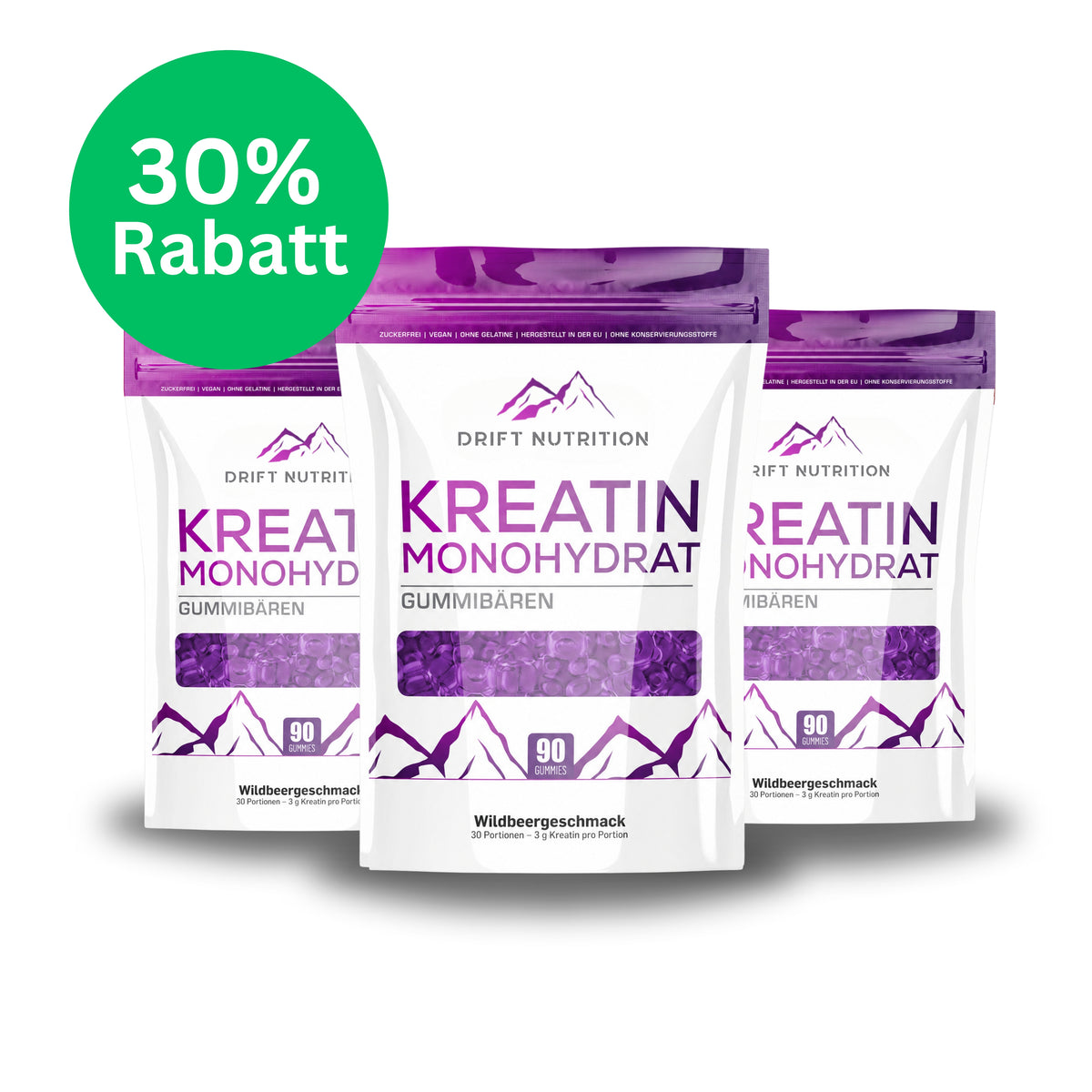 3 x Kreatin Monohydrat Waldbeere