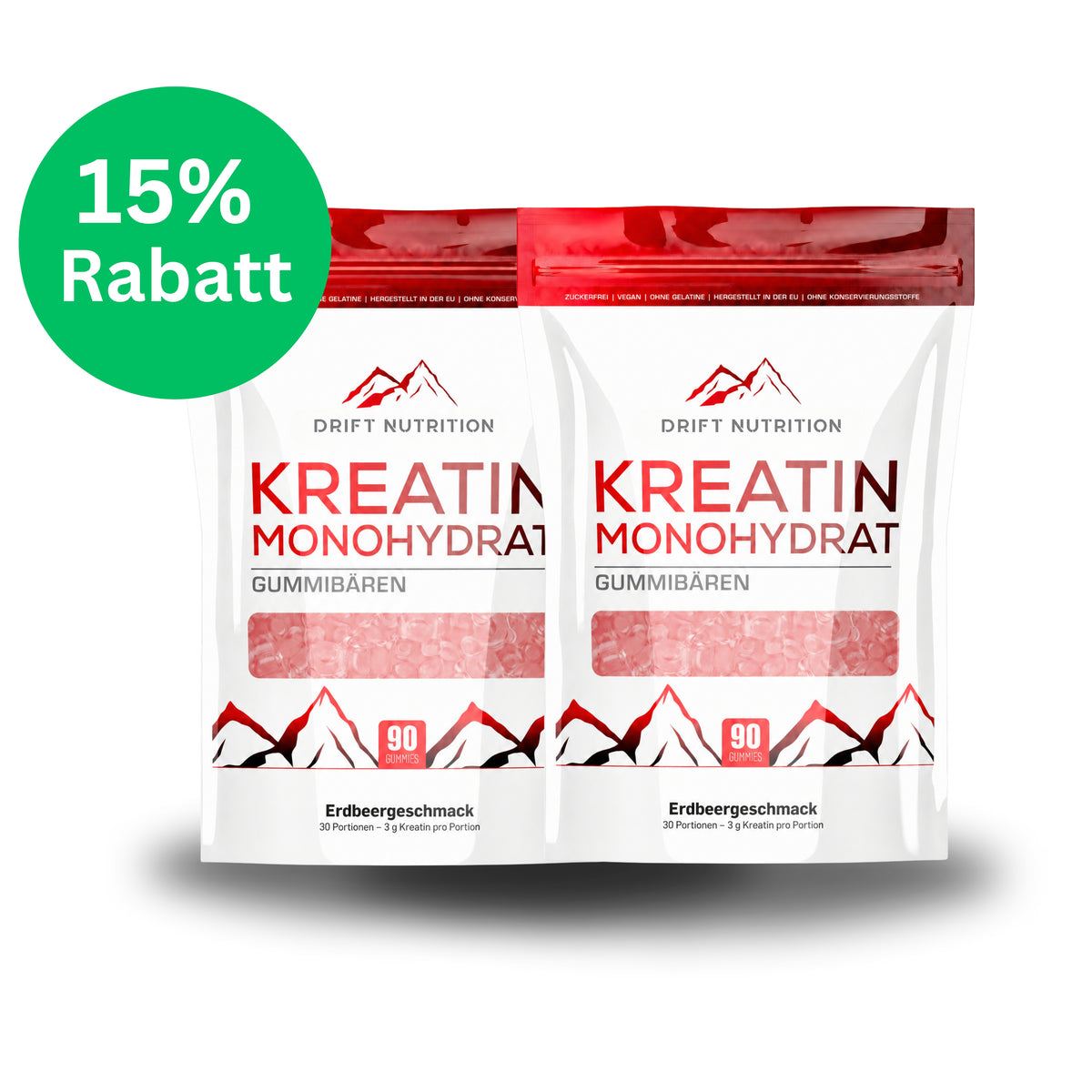 2 x Kreatin Monohydrat Erdbeere