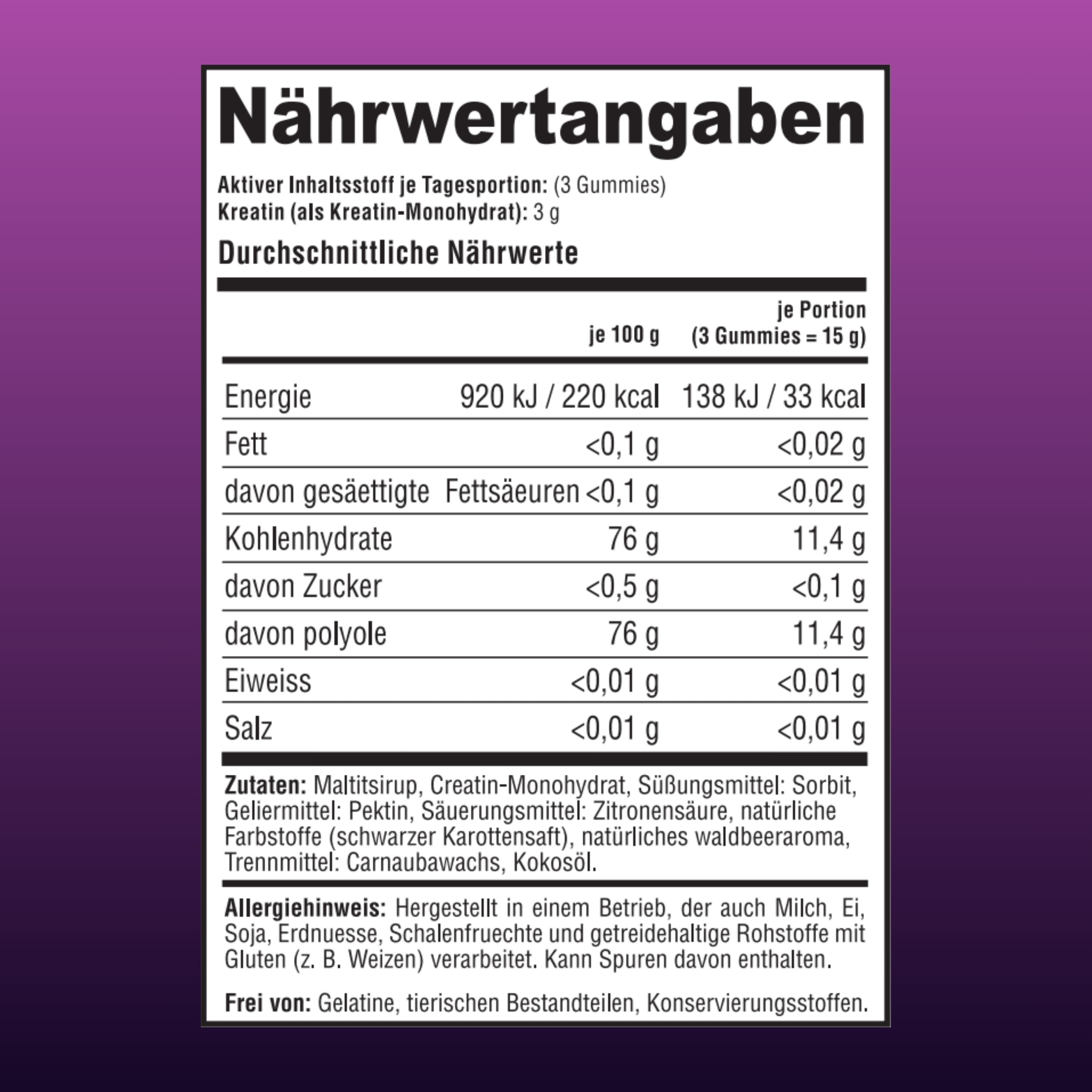 Kreatin Monohydrat | 90 Gummibären