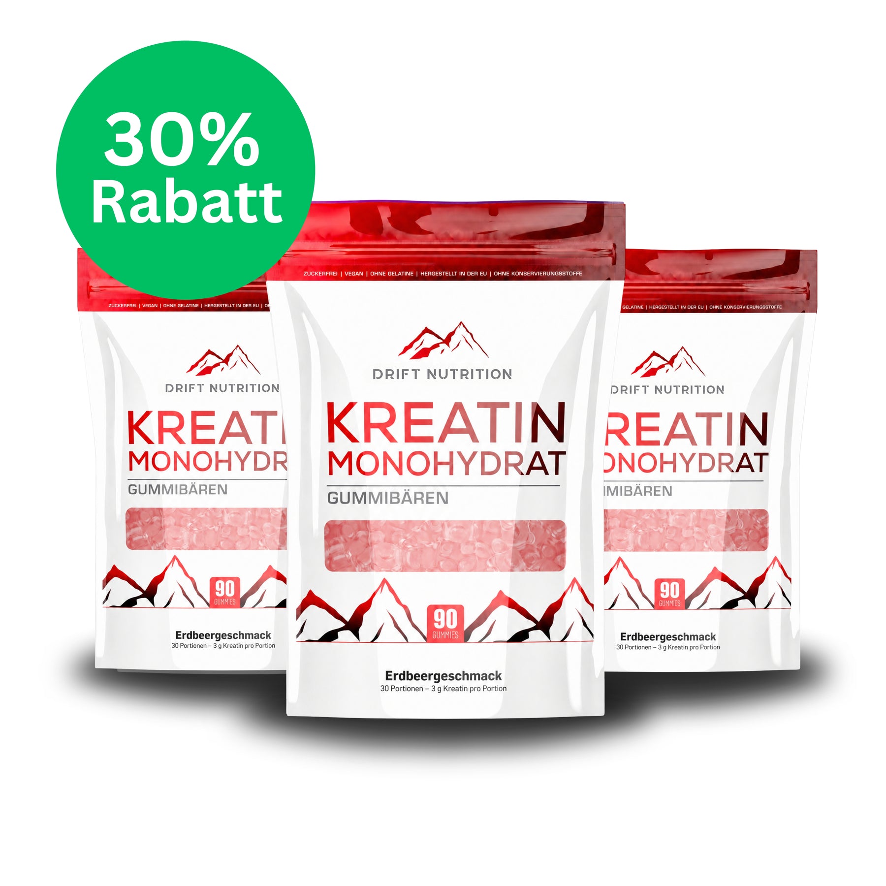 3 x Kreatin Monohydrat Erdbeere